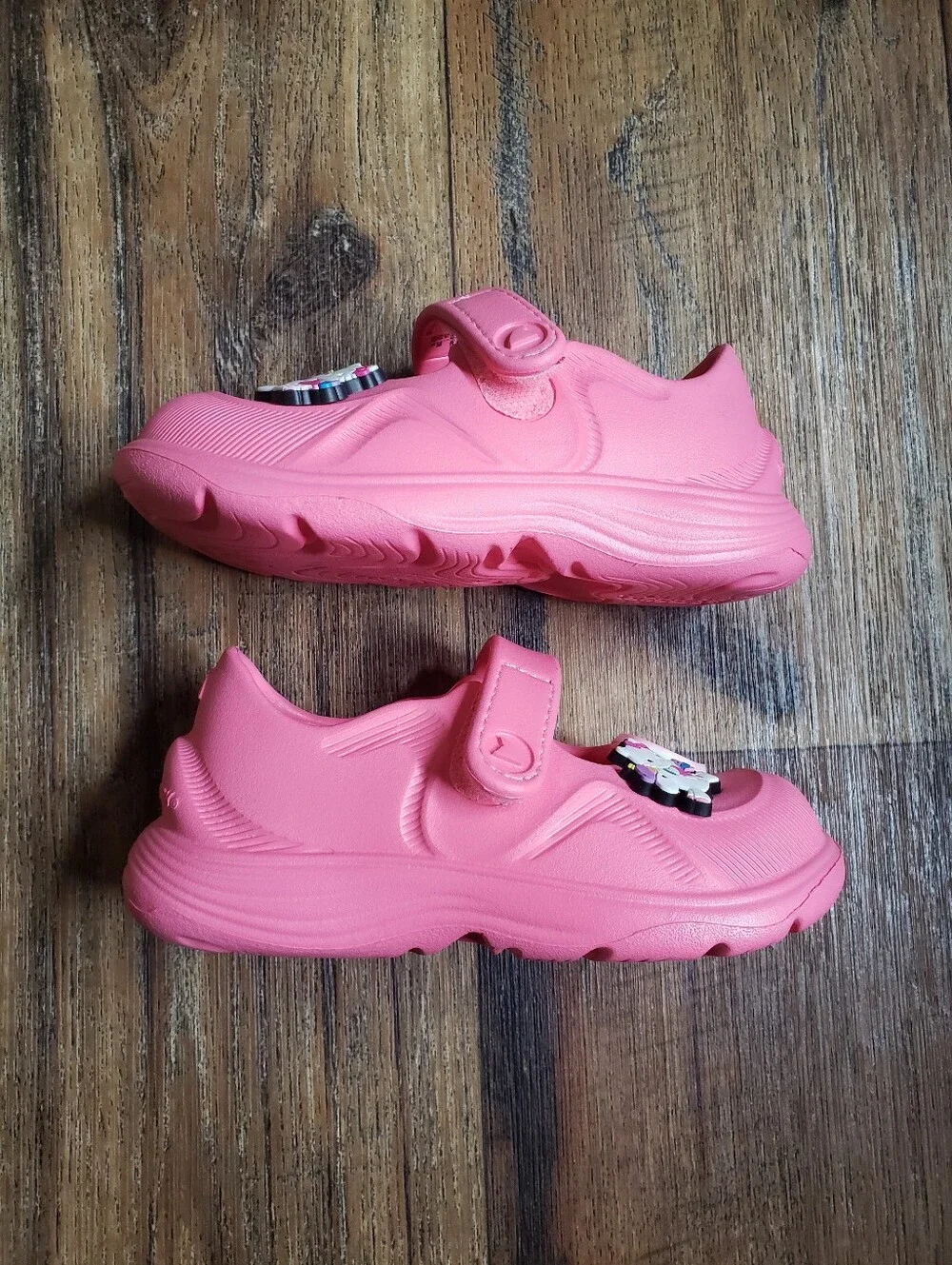 Toddler Girls Sz 7  Pink Mary Jane Clog Shoes with Cute Charms